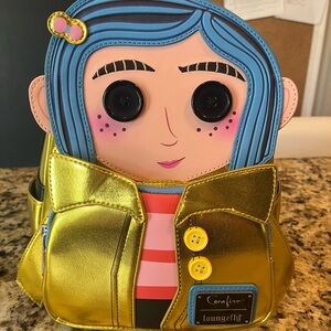 Loungefly Coraline Gold and Blue Backpack
